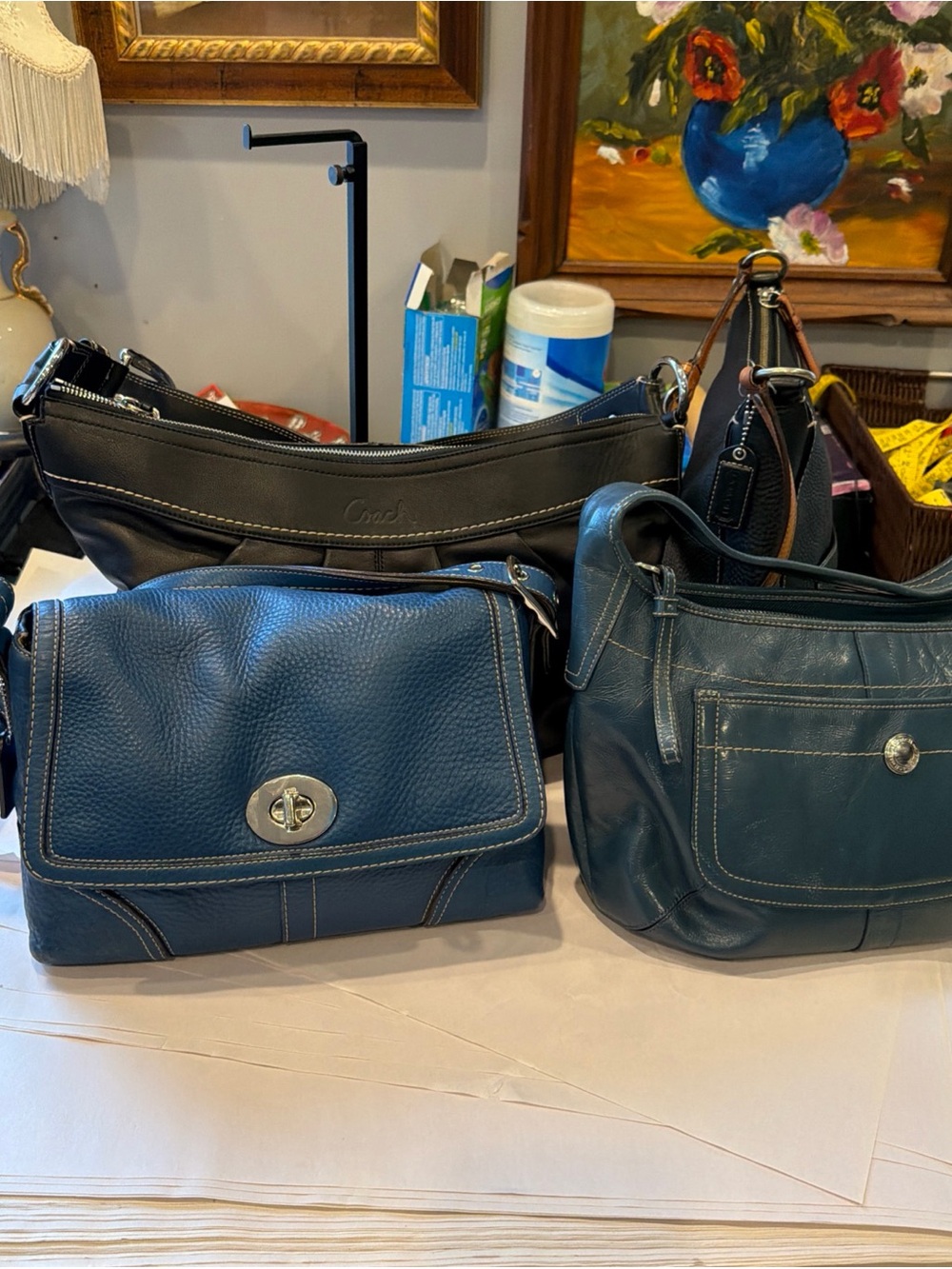4 Vintage COACH Bags Lot Y2K Ergo Hobo Chelsea Flap Soho Pleated Leather Purse